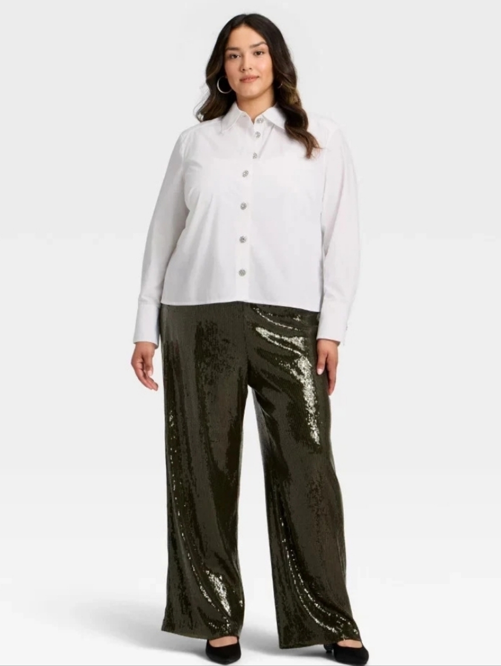 A New Day™ Women's Long Sleeve Embellished Button-Down Shirt